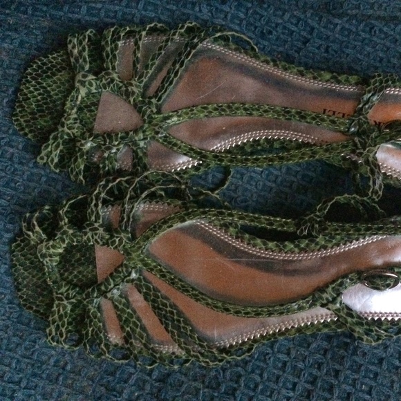 Women's Sandals - Green Snake Print - Picture 1 of 2